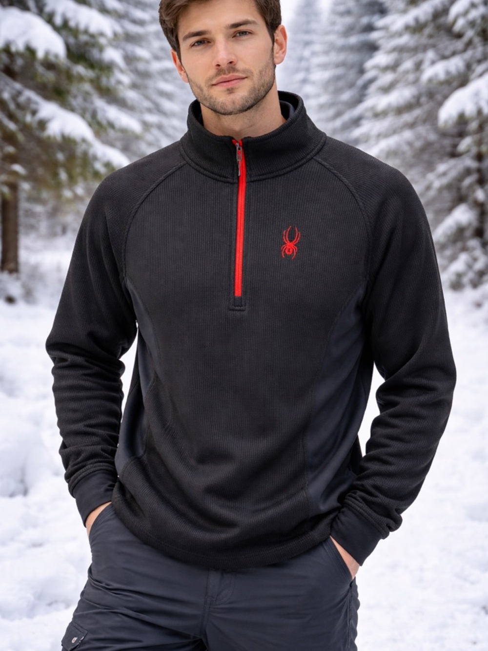 Spyder Black Fl1/4 Zip Pullover